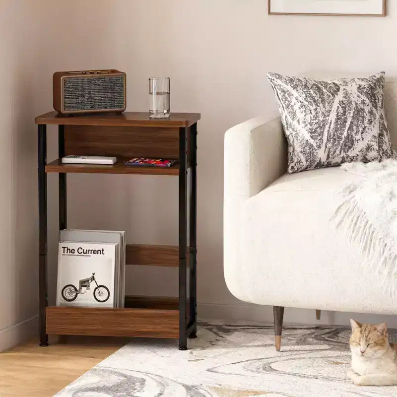 Narrow Side Table with Storage Shelf