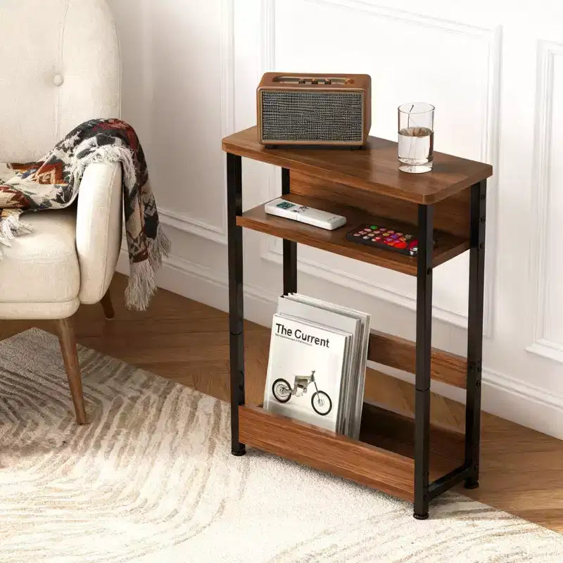 Narrow Side Table with Storage Shelf