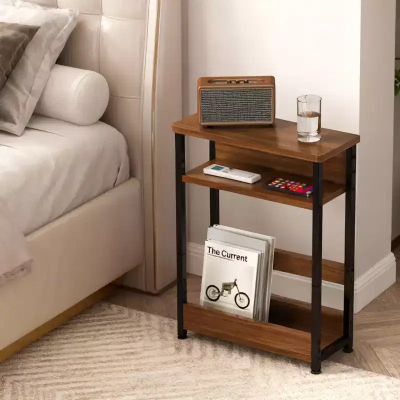 Narrow Side Table with Storage Shelf