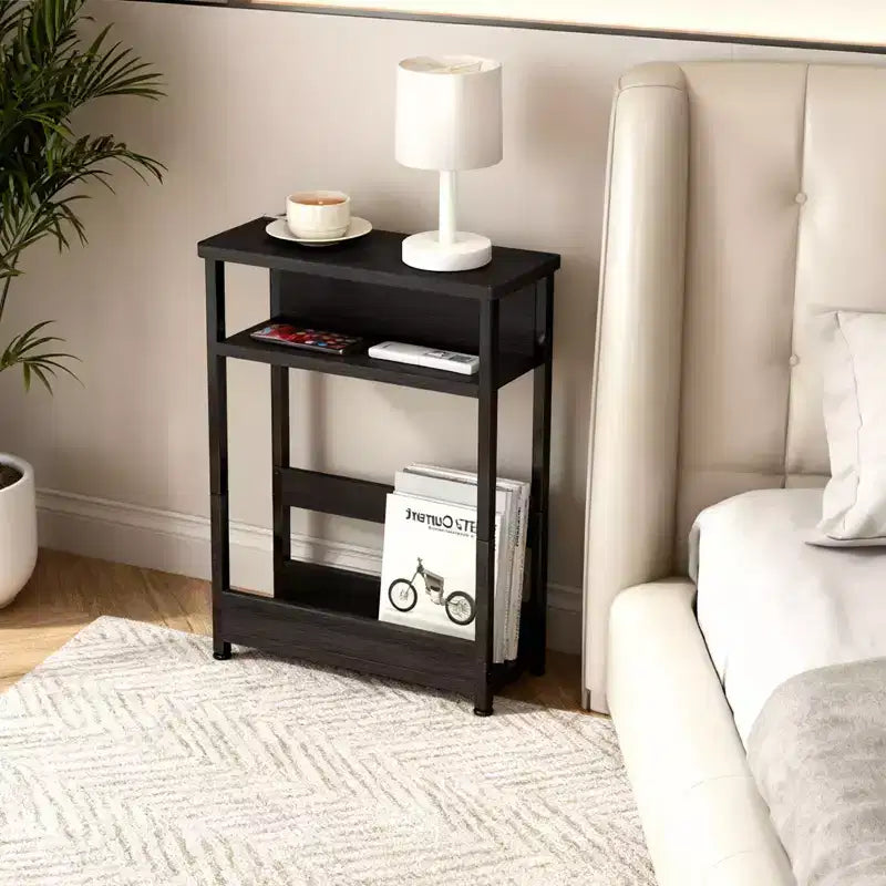 Narrow Side Table with Storage Shelf