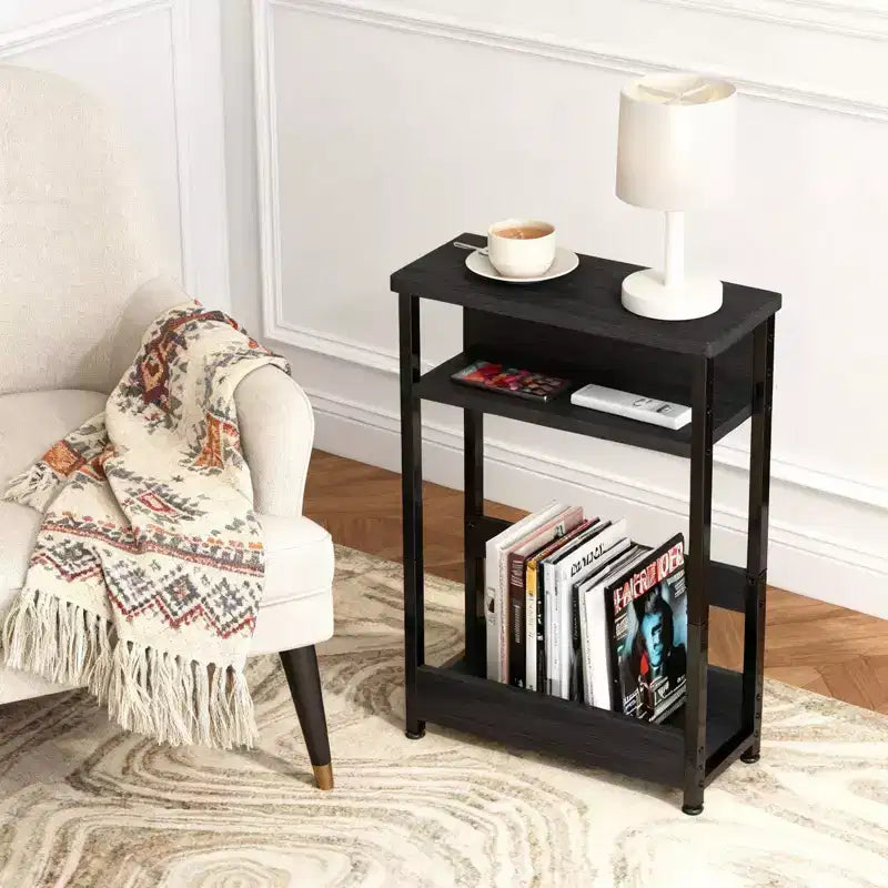 Narrow Side Table with Storage Shelf