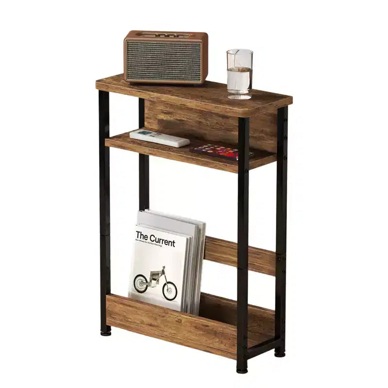Narrow Side Table with Storage Shelf