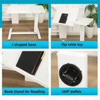 NAYSAYE Overbed Bedside Desk Table End Table Mobile Rolling Laptop Stand Height Adjustable Tray Table for Bed Sofa, White, 31.5*15.7*40