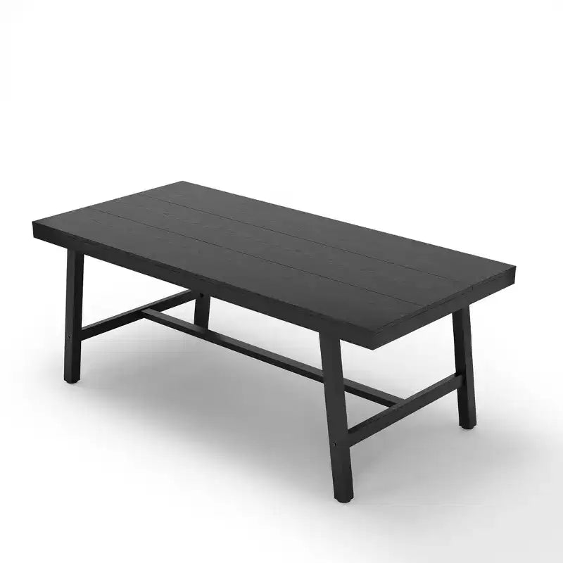 Grande Table à Manger Noire 71, Plateau en Bois avec Cadre Métallique Robuste, Table à Manger, Table pour 6 à 8 Personnes pour Cuisine, Salle à Manger, Réunions Familiales