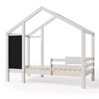 Luxystar House Bed With 2 Large Drawers, Chalkboard and Fence, White
