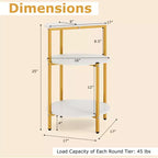 Costway Lot de 2 tables d'appoint rondes à 3 niveaux avec étagères de rangement et cadre en métal pour chambre à coucher