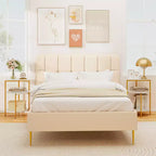 Costway Lot de 2 tables d'appoint rondes à 3 niveaux avec étagères de rangement et cadre en métal pour chambre à coucher