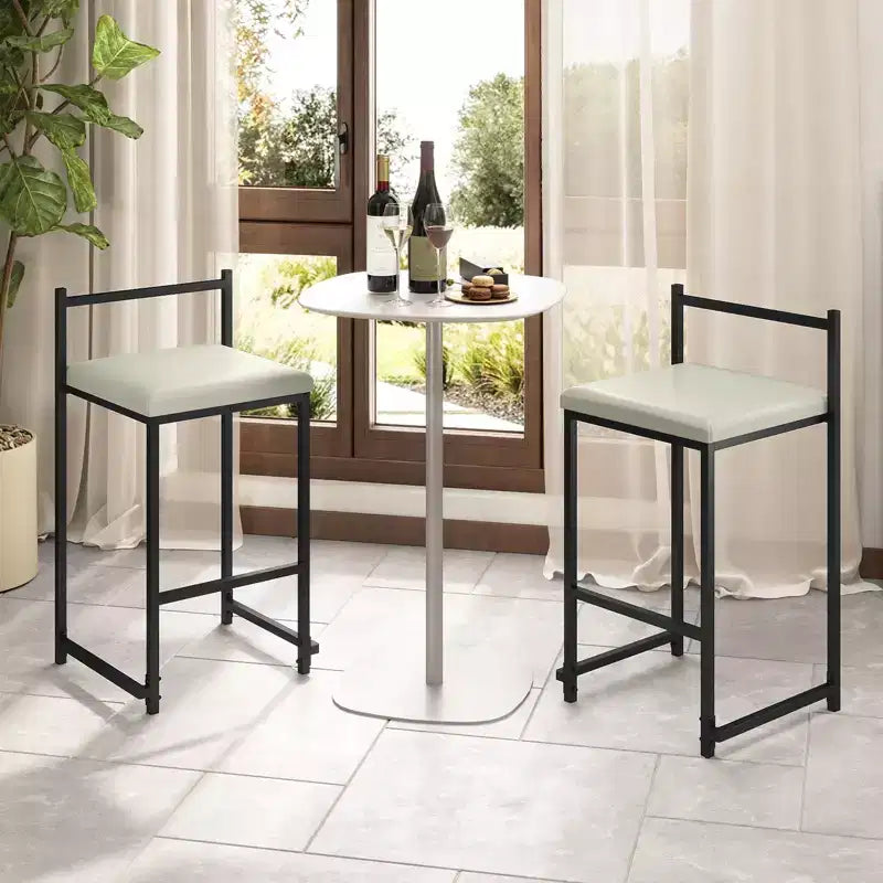 Costway 26'' Stackable Counter Height Bar Stools Set of 4 w/Back Metal Frame & Footrest Black