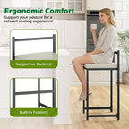 Costway 26'' Stackable Counter Height Bar Stools Set of 4 w/Back Metal Frame & Footrest Black