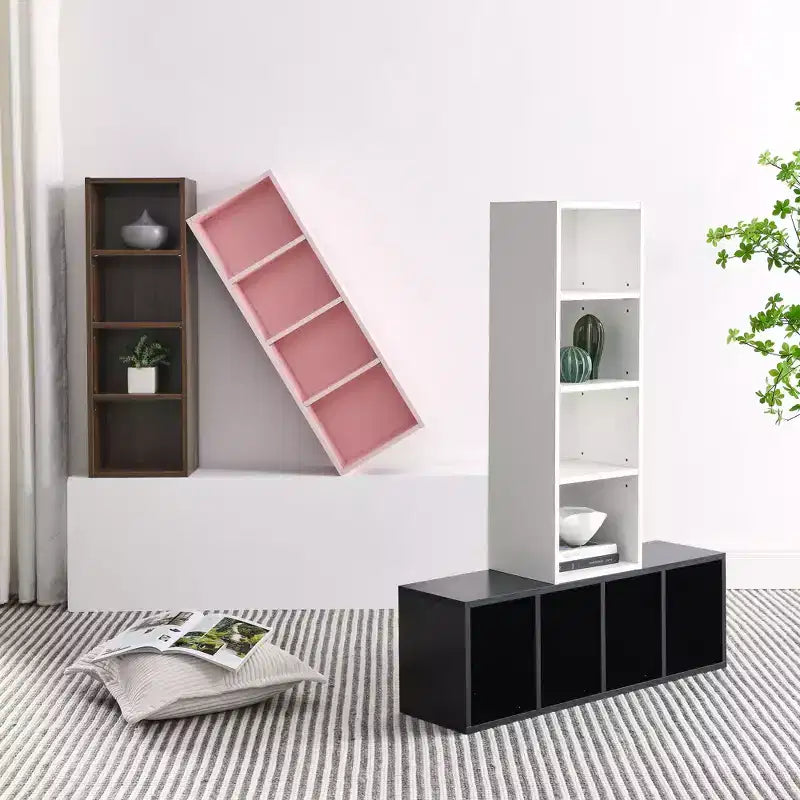 Étagère de rangement multimédia à 8 niveaux VIYET 11.69.370.9 - MDF blanc, étagères réglables