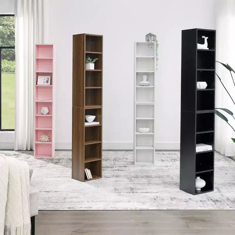 Étagère de rangement multimédia à 8 niveaux VIYET 11.69.370.9 - MDF blanc, étagères réglables