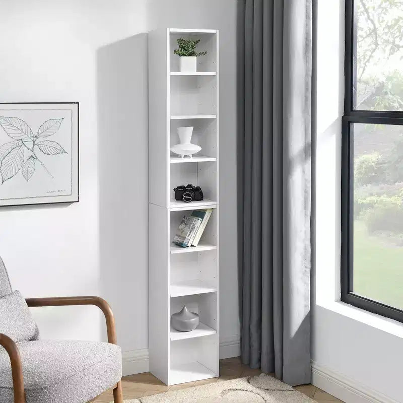 Étagère de rangement multimédia à 8 niveaux VIYET 11.69.370.9 - MDF blanc, étagères réglables
