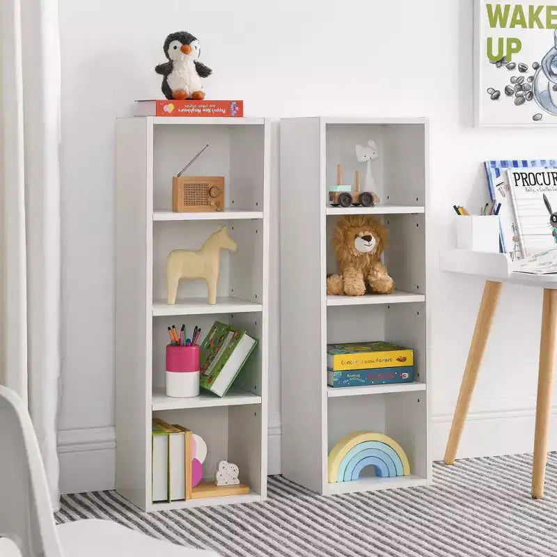 Étagère de rangement multimédia à 8 niveaux VIYET 11.69.370.9 - MDF blanc, étagères réglables