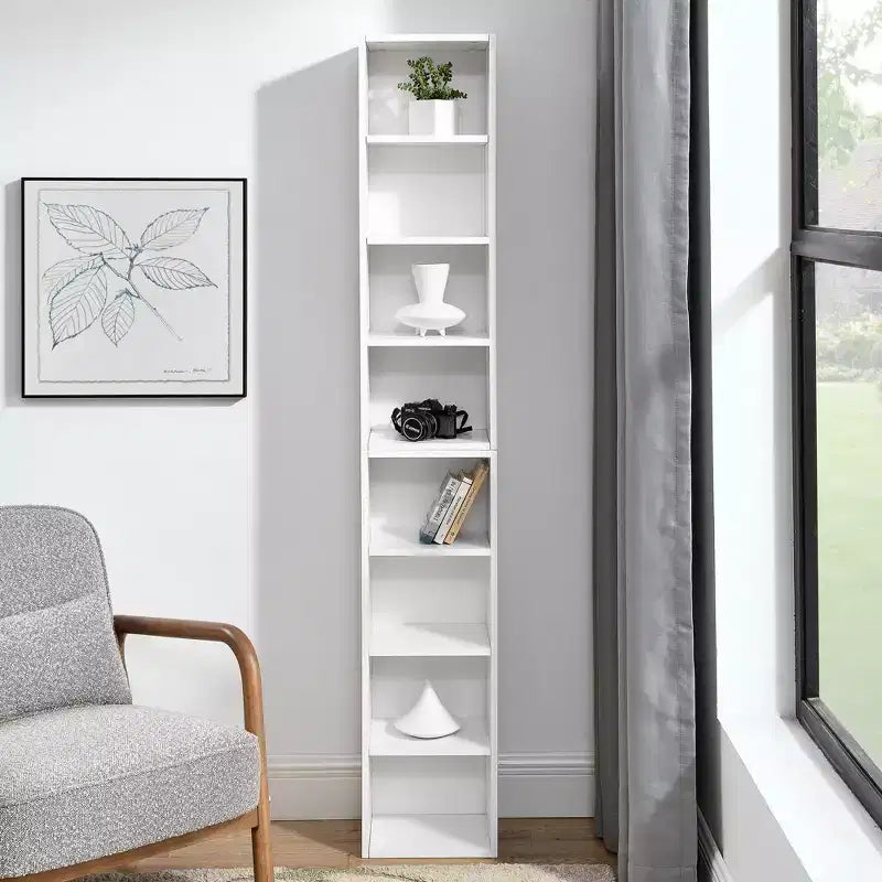 Étagère de rangement multimédia à 8 niveaux VIYET 11.69.370.9 - MDF blanc, étagères réglables
