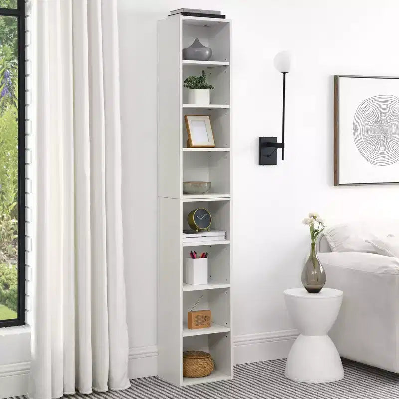 Étagère de rangement multimédia à 8 niveaux VIYET 11.69.370.9 - MDF blanc, étagères réglables