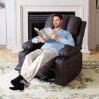 360 Swivel Recliner Chair with Massage  PU Leather Manual Reclining Sofa, Cup Holders & Side Pocket, for Living Room