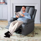 360 Swivel Recliner Chair with Massage  PU Leather Manual Reclining Sofa, Cup Holders & Side Pocket, for Living Room