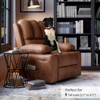 360 Swivel Recliner Chair with Massage  PU Leather Manual Reclining Sofa, Cup Holders & Side Pocket, for Living Room