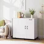 Meuble de machine à coudre pliant avec roulettes, table d'artisanat peu encombrante avec étagères de rangement et tiroir, bureau organisateur roulant pour chambre, petits espaces