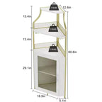 Meuble de bar d'angle multifonctionnel avec casier à vin amovible, porte-verres et porte en maille - Buffet compact pour bar et salon