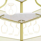 Meuble de bar d'angle multifonctionnel avec casier à vin amovible, porte-verres et porte en maille - Buffet compact pour bar et salon