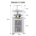 Meuble de bar d'angle multifonctionnel avec casier à vin amovible, porte-verres et porte en maille - Buffet compact pour bar et salon