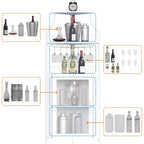 Meuble de bar d'angle multifonctionnel avec casier à vin amovible, porte-verres et porte en maille - Buffet compact pour bar et salon
