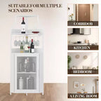 Meuble de bar d'angle multifonctionnel avec casier à vin amovible, porte-verres et porte en maille - Buffet compact pour bar et salon