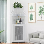 Meuble de bar d'angle multifonctionnel avec casier à vin amovible, porte-verres et porte en maille - Buffet compact pour bar et salon