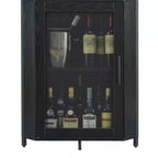 Meuble de bar d'angle multifonctionnel avec casier à vin amovible, porte-verres et porte en maille - Buffet compact pour bar et salon