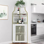 Meuble de bar d'angle multifonctionnel avec casier à vin amovible, porte-verres et porte en maille - Buffet compact pour bar et salon