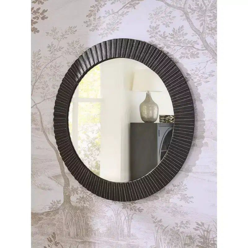 Signature Design by Ashley Ozias Wall Accent Mirror, Black Cast Aluminum Frame