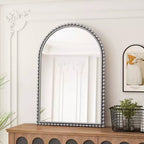 MAYEERTY Iron Arch Vintage Vanity Mirror Wall Hanging Placed Table for Living Room Bedroom Silver