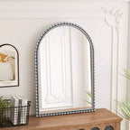 MAYEERTY Iron Arch Vintage Vanity Mirror Wall Hanging Placed Table for Living Room Bedroom Silver