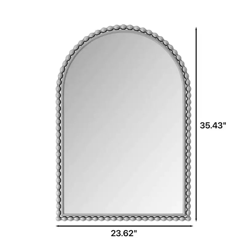 MAYEERTY Iron Arch Vintage Vanity Mirror Wall Hanging Placed Table for Living Room Bedroom Silver