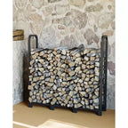 Firewood Rack Stand 4ft, Steel Log Holder, Wood Pile Storage Organizer, Adjustable Lumber Storage Stacker