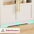 Meuble de cuisine Acekool avec prises USB et électriques, support de micro-ondes autoportant, portes vitrées, 4 étagères réglables, rangement de style ferme