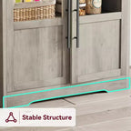 Meuble de cuisine Acekool avec prises USB et électriques, support de micro-ondes autoportant, portes vitrées, 4 étagères réglables, rangement de style ferme
