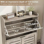 Slim 3-Drawer Shoe Cabinet with Ventilated Doors & Hooks - Space-Saving Entryway Storage Organizer