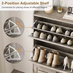Slim 3-Drawer Shoe Cabinet with Ventilated Doors & Hooks - Space-Saving Entryway Storage Organizer