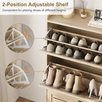 Slim 3-Drawer Shoe Cabinet with Ventilated Doors & Hooks - Space-Saving Entryway Storage Organizer