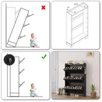 Slim 3-Drawer Shoe Cabinet with Ventilated Doors & Hooks - Space-Saving Entryway Storage Organizer