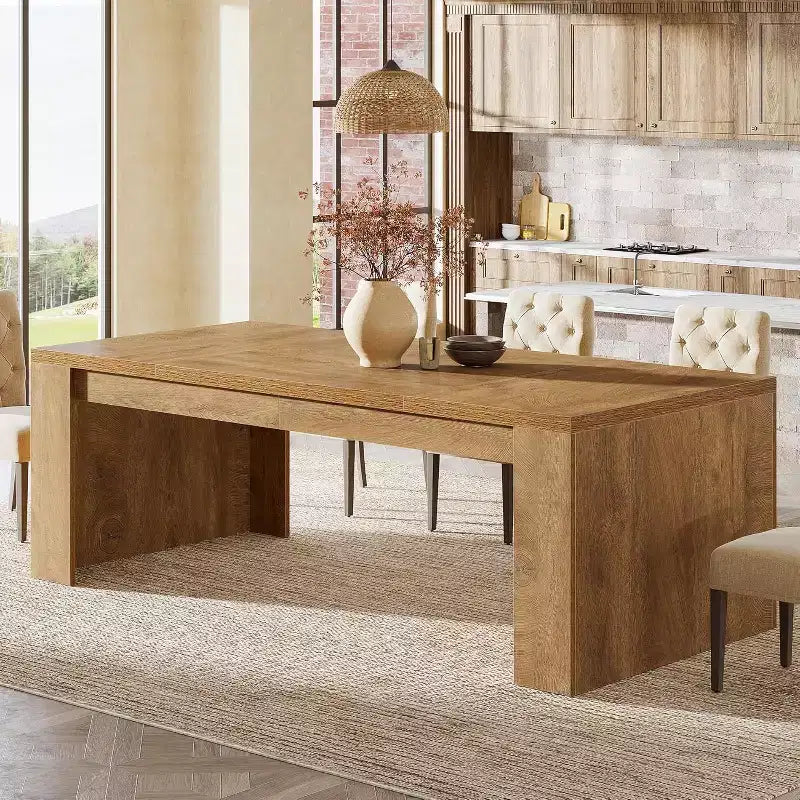 Lantine 70.9-Inch Rectangular Dining Table for 6-8, Farmhouse Wooden Kitchen Table, Large Dining Room Furniture for Kitchen, Living Room