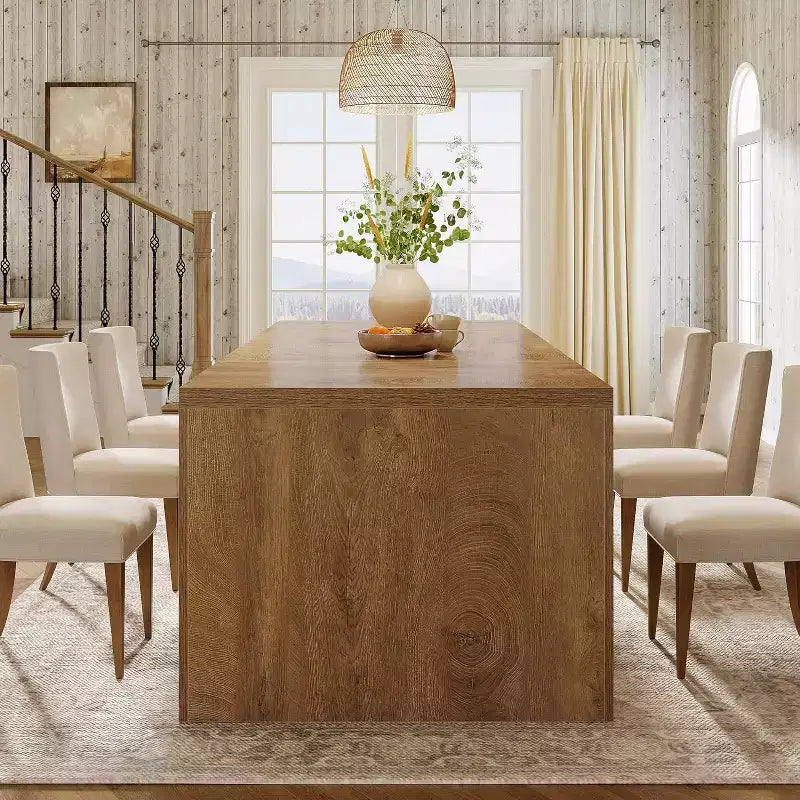 Lantine 70.9-Inch Rectangular Dining Table for 6-8, Farmhouse Wooden Kitchen Table, Large Dining Room Furniture for Kitchen, Living Room