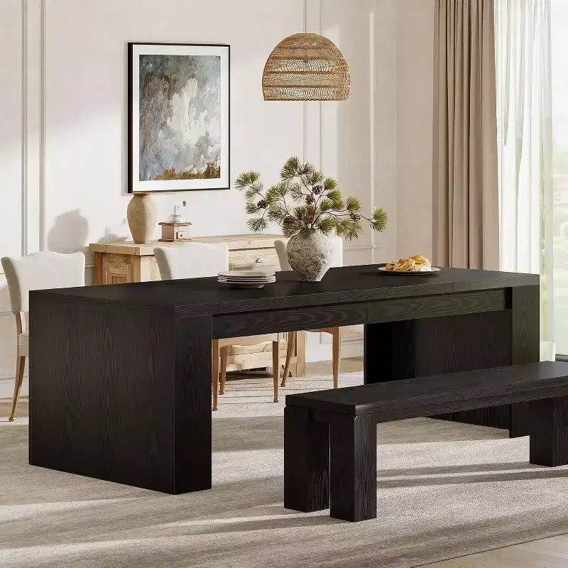 Lantine 70.9-Inch Rectangular Dining Table for 6-8, Farmhouse Wooden Kitchen Table, Large Dining Room Furniture for Kitchen, Living Room