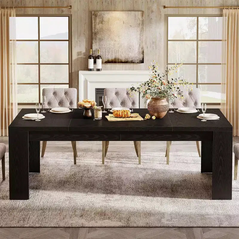 Lantine 70.9-Inch Rectangular Dining Table for 6-8, Farmhouse Wooden Kitchen Table, Large Dining Room Furniture for Kitchen, Living Room