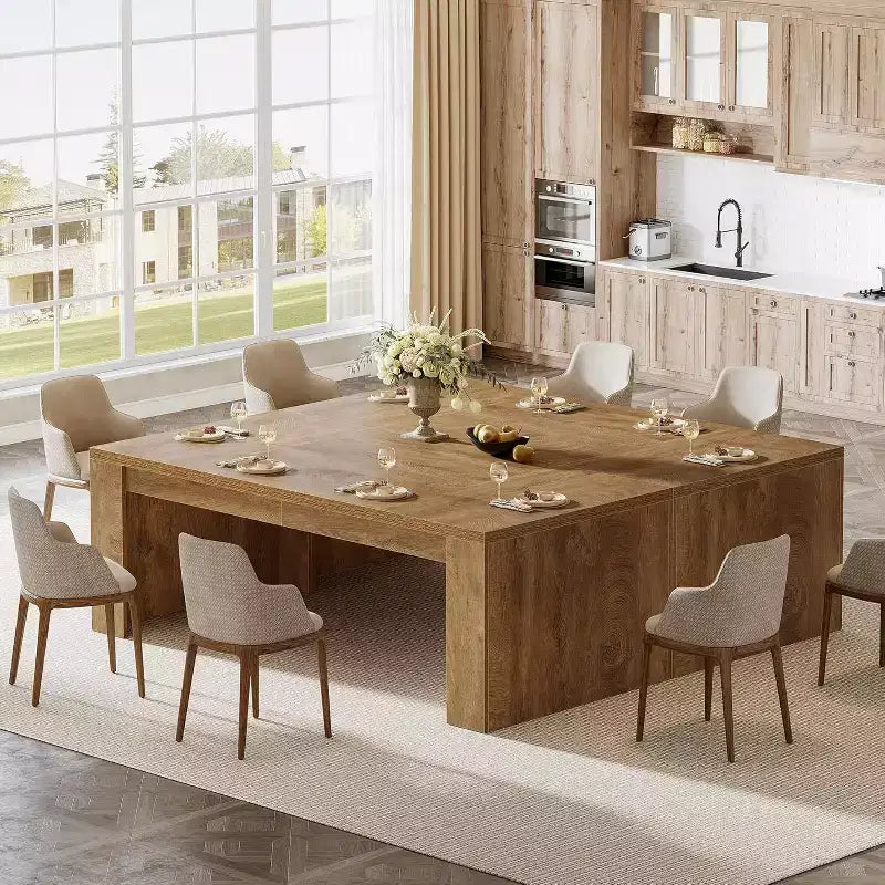 Lantine 70.9-Inch Rectangular Dining Table for 6-8, Farmhouse Wooden Kitchen Table, Large Dining Room Furniture for Kitchen, Living Room