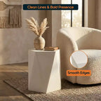 LeisureMod Nexovo - Table d'appoint géométrique moderne en pierre reconstituée pour l'intérieur et l'extérieur