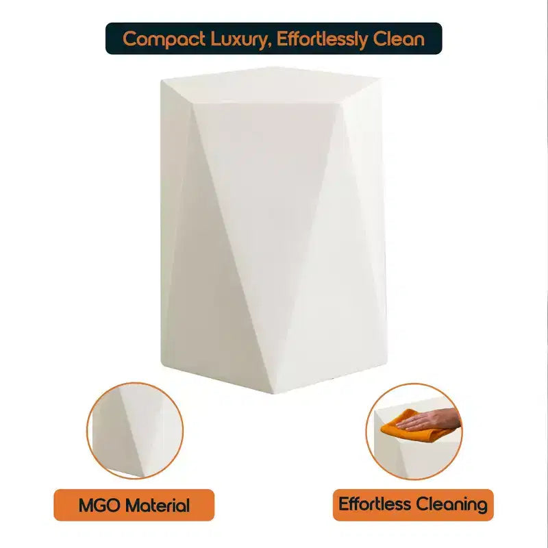LeisureMod Nexovo - Table d'appoint géométrique moderne en pierre reconstituée pour l'intérieur et l'extérieur
