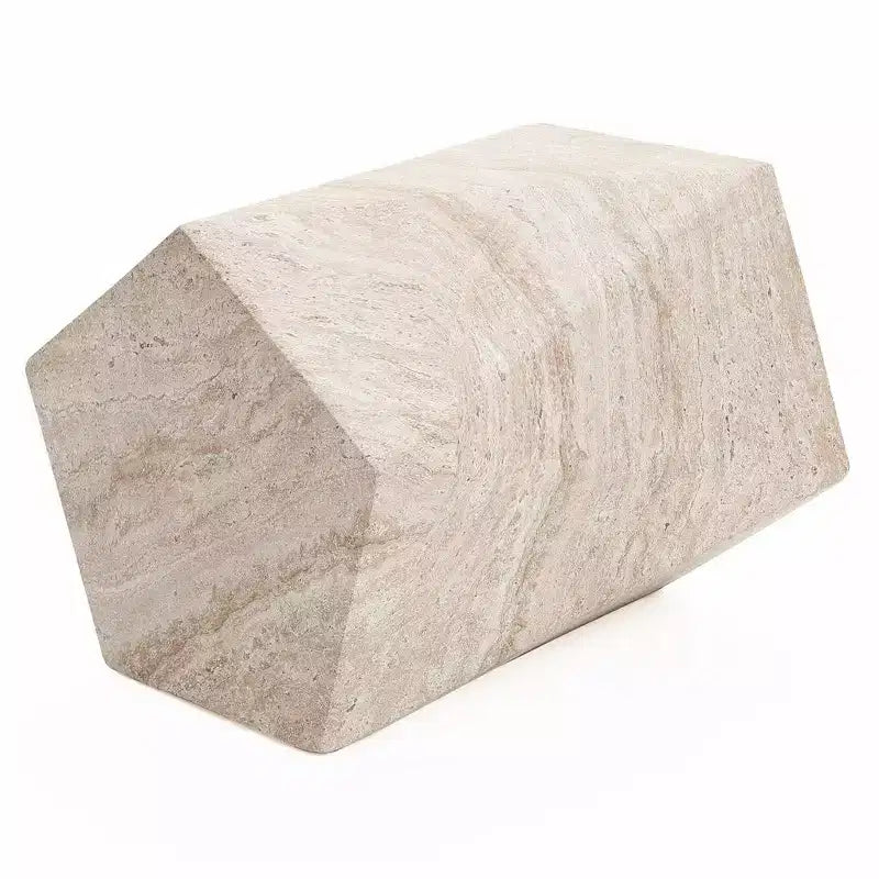 LeisureMod Nexovo - Table d'appoint géométrique moderne en pierre reconstituée pour l'intérieur et l'extérieur